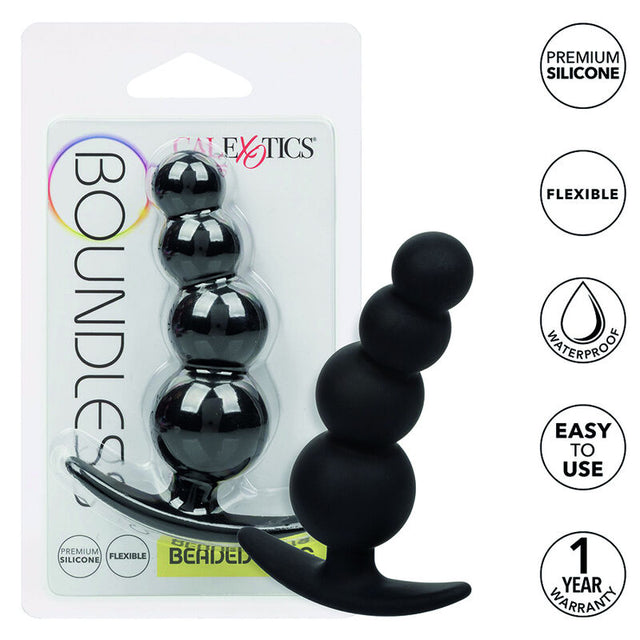 Chapelet anal de la marque Calexotics modèle Boundless en Silicone noir 11.5 cm pour le plaisir intime.