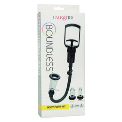 Penispumpe der Marke Calexotics, Modell Boundless Body Pump, aus schwarzem Silikon und ABS für intime Lust.