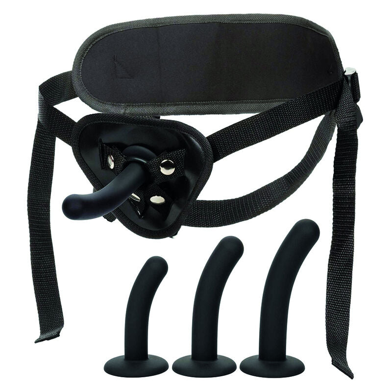 Kit pegging silicone 3 godes courbés + harnais — vue de profil