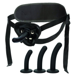 Kit pegging silicone 3 godes courbés + harnais — vue de profil