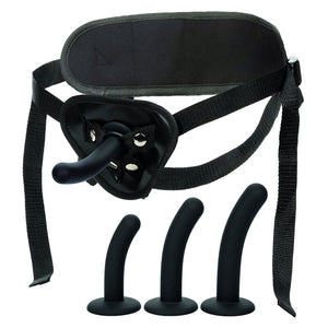Kit pegging silicone 3 godes courbés + harnais — vue de profil