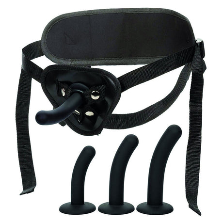 Kit pegging silicone 3 godes courbés + harnais — vue de profil