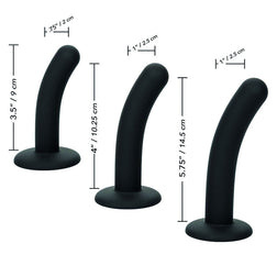 Kit pegging silicone 3 godes courbés + harnais — vue de trois-quarts