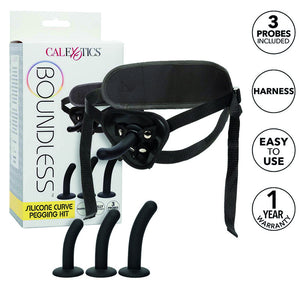 Kit pegging silicone 3 godes courbés + harnais — Boundless Calexotics · Calexotics · -Accessoires Harnais