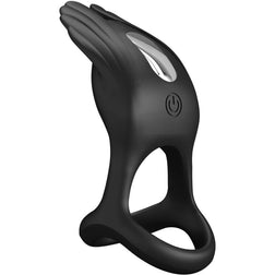 PRETTY LOVE SILAS ANNEAU PENIS VIBRANT 7 VIBRATIONS SILICONE NOIR