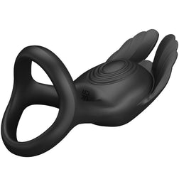 PRETTY LOVE SILAS ANNEAU PENIS VIBRANT 7 VIBRATIONS SILICONE NOIR