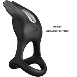 PRETTY LOVE SILAS ANNEAU PENIS VIBRANT 7 VIBRATIONS SILICONE NOIR