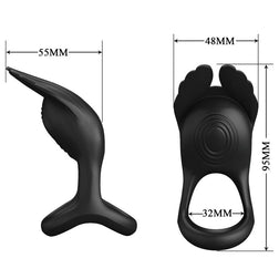 PRETTY LOVE SILAS ANNEAU PENIS VIBRANT 7 VIBRATIONS SILICONE NOIR