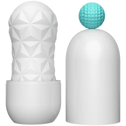 Oeuf masturbateur blanc texturé avec sa petite bille de stimulation