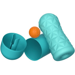 Masturbateur format œuf ouvert avec bille stimulante orange amovible et gaine texturée