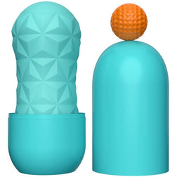 Vue de profil de l'œuf masturbateur et de sa bille orange de stimulation