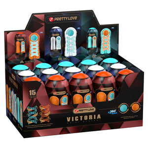 Œuf masturbateur Kit présentoir 15 œufs masturbateurs stimulation spirale rotative à 360° - Victoria en TPE vu de face