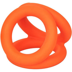 Triple cockring Alpha silicone liquide orange — gros plan