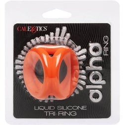 Triple cockring Alpha silicone liquide orange — vue de profil
