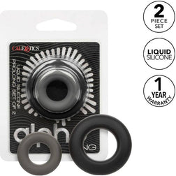 Cockring Calexotics Lot 2 s silicone liquide 20 et 25 mm — Alpha Prolong en Silicone noir vu de face