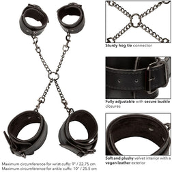 Kit hogtie complet cuir végan avec chaînes — Euphoria — autre angle