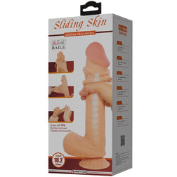 Gode réaliste peau coulissante 26 cm chair — vue de profil