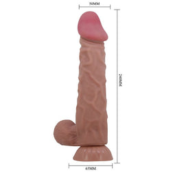 Gode réaliste peau coulissante 24 cm avec testicules brun — emballage