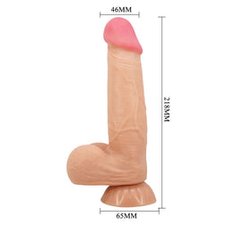 Gode réaliste peau coulissante 21,8 cm avec testicules — vue détaillée