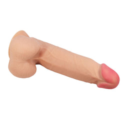 Gode réaliste peau coulissante 21,8 cm avec testicules — texture visible