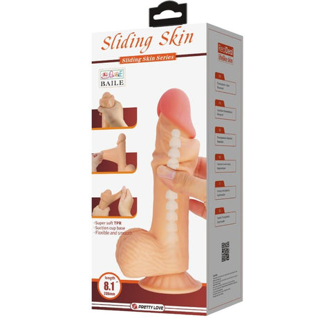 PRETTY LOVE SERIE SLIDING SKIN GODE REALISTE AVEC VENTOUSE SLIDING SKIN 206 CM