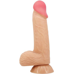 Realistic sliding-skin suction-cup dildo, 20.6 cm, in flesh TPR — for intimate pleasure.