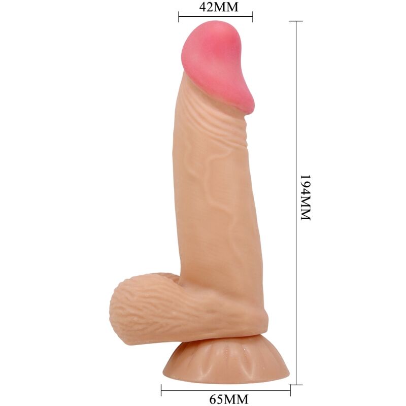 Gode réaliste peau coulissante 19,4 cm avec testicules — emballage