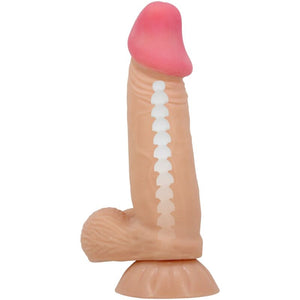 Gode réaliste peau coulissante 19,4 cm avec testicules — texture visible