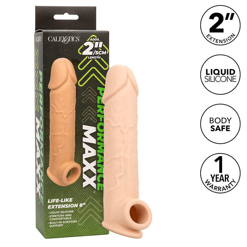 Gaine pénienne réaliste +5 cm silicone liquide — vue de profil