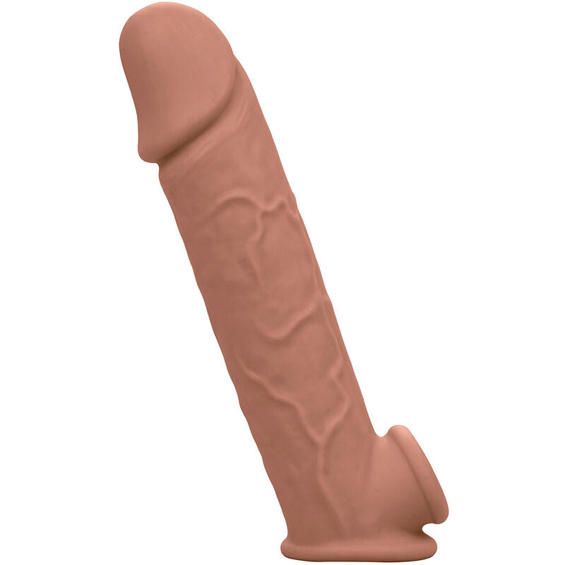 Gaine pénienne réaliste +5 cm silicone liquide peau marron — texture visible