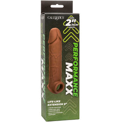 Gaine pénienne réaliste +5 cm silicone liquide peau marron — emballage