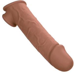 Gaine pénienne réaliste +5 cm silicone liquide peau marron — autre angle