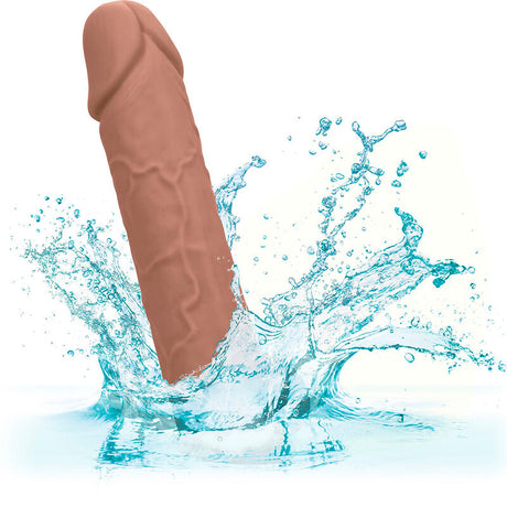 Gaine pénienne réaliste +5 cm silicone liquide peau marron — vue d'ensemble