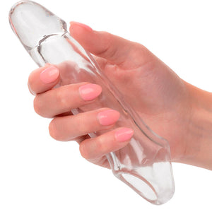 Transparente Penishülle 14 cm mit geformter Eichel — sichtbare Struktur