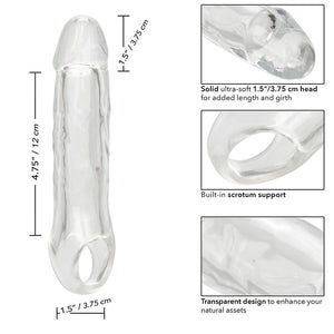 Schema van de Performance Maxx-hoes met de kop van 3,75 cm en het holle deel van 12 cm