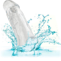 Transparante verlenghoes getoond met waterspatten