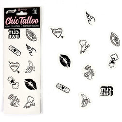 Planche de 10 tatouages temporaires aux motifs érotiques et ludiques