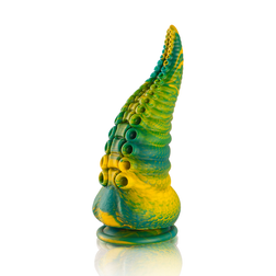 Gode tentacule Cetus S en silicone jaune et vert avec ventouse