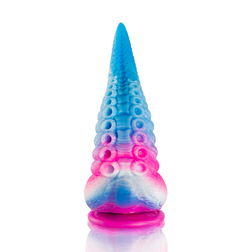 Gode tentacule droit en silicone avec texture ventouses et anneaux