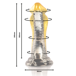 Schéma technique du gode cobra Drakon avec dimensions et diamètres