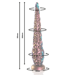 Schéma technique du gode tentacule avec dimensions et diamètre progressif