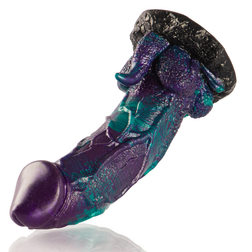 Vue latérale du gode serpent Basilic L en silicone avec base ventouse