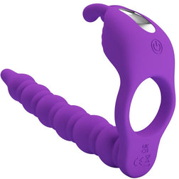 Plug anal For Him Cockring vibrant avec spiralé 7 modes — Blackney en Silicone violet 14.0 cm vu de face