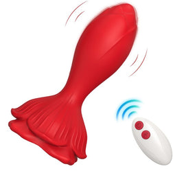 Armony vibrating remote-controlled butt plug in red silicone.