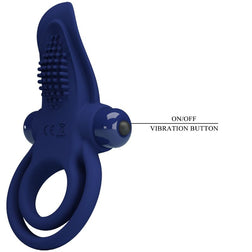 PRETTY LOVE BRONSON BAGUE DOUBLE AVEC VIBRATION BLEU