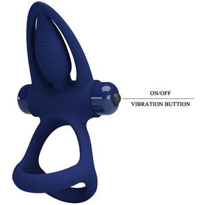 PRETTY LOVE MAT DOUBLE ANNEAU AVEC VIBRATION STIMULATEUR BLEU