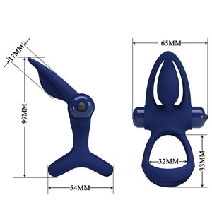 PRETTY LOVE MAT DOUBLE ANNEAU AVEC VIBRATION STIMULATEUR BLEU