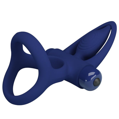 PRETTY LOVE MAT DOUBLE ANNEAU AVEC VIBRATION STIMULATEUR BLEU