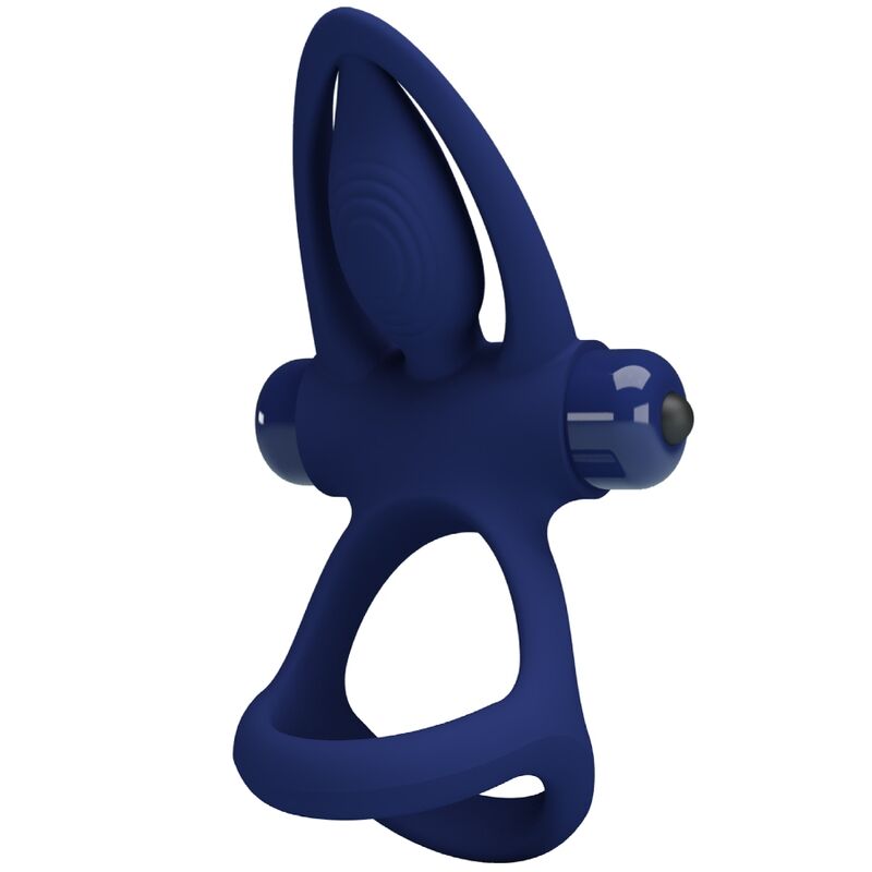 PRETTY LOVE MAT DOUBLE ANNEAU AVEC VIBRATION STIMULATEUR BLEU