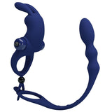 PRETTY LOVE - AYAD ANNEAU VIBRATEUR LAPIN AVEC PLUG BLEU · Pretty Love Male · -Anneaux avec prise